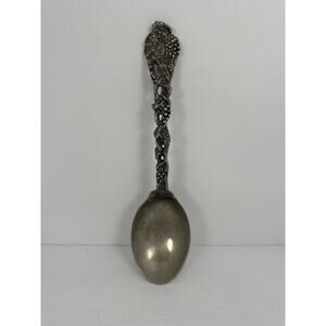 Godinger Silver Plated Vintage Serving Spoon Utensil 11” Ornate Handle